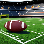 ** A football field overlaid with data visualizations (graphs, charts) representing key performance indicators like pass success rate, distance covered, etc. Emphasize the blend of the visual field and the data layer.

**