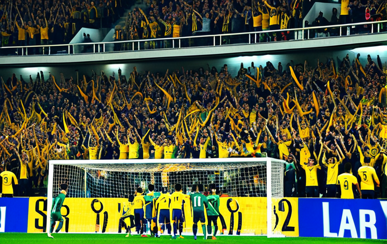 축구와 올림픽 종목의 차이점 - **Prompt:** A vibrant soccer stadium packed with enthusiastic fans in team jerseys, cheering during ...