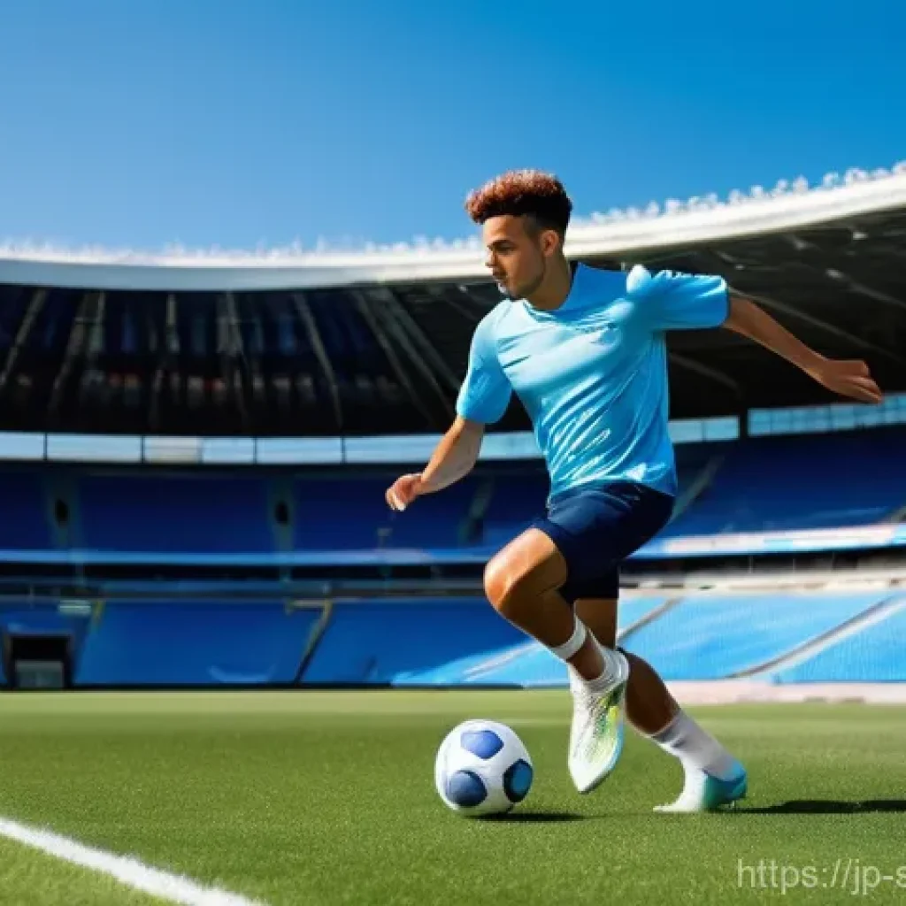 축구 선수 필수 체력 훈련 - **Dynamic Offensive Midfielder in Action**
    A young male soccer player, in his early twenties, wi...