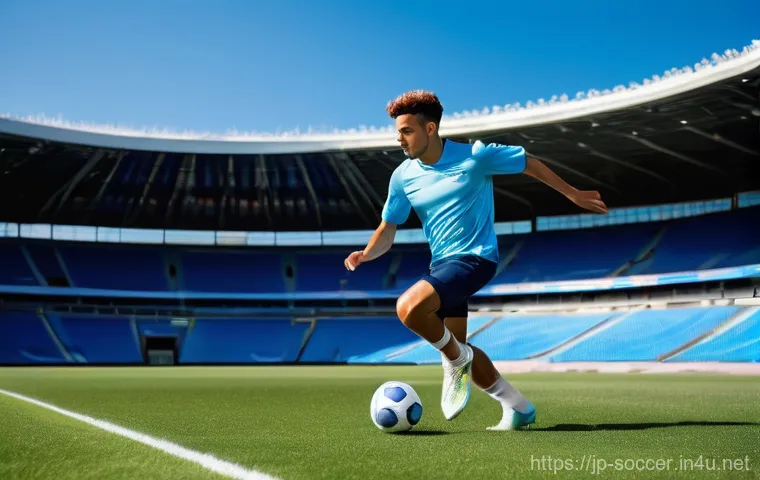 축구 선수 필수 체력 훈련 - **Dynamic Offensive Midfielder in Action**
    A young male soccer player, in his early twenties, wi...